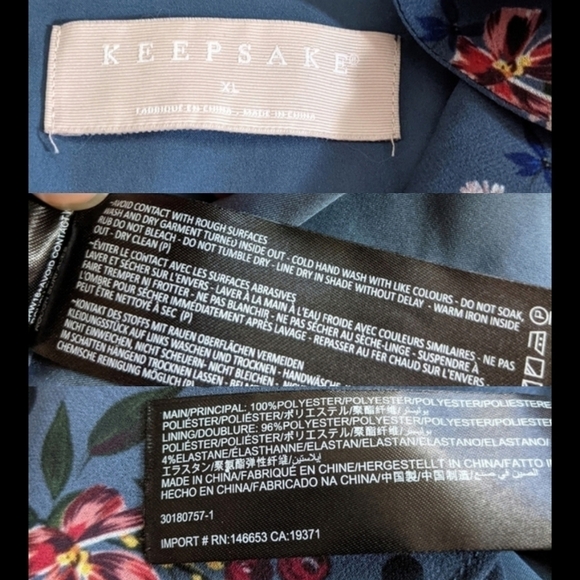 Keepsake Run Free Dark Slate Blue Floral Print Ruffled Long Sleeve Dress xl - Picture 10 of 16